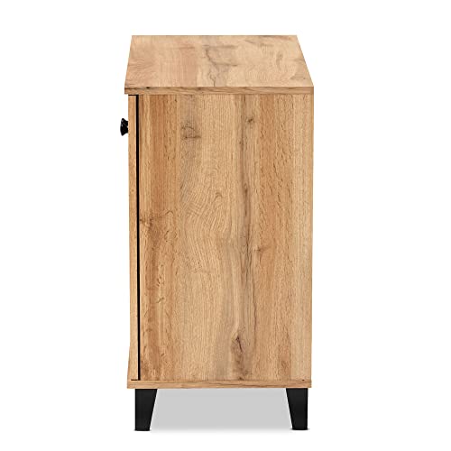Baxton Studio Coolidge Modern and Contemporary Oak Brown Finished Wood 2-Door Shoe Storage Cabinet Baxton Studio