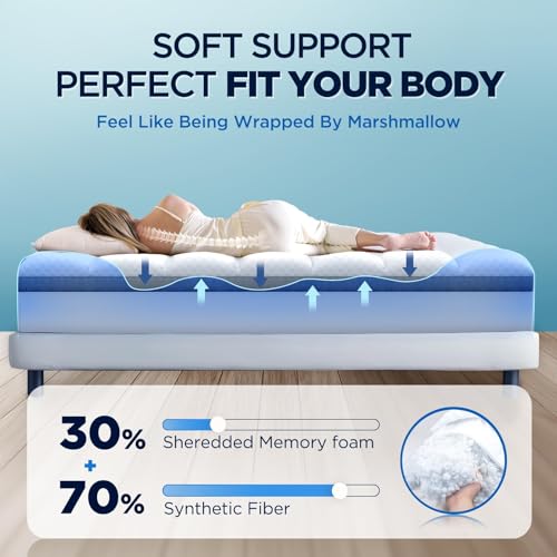 Premium Memory Foam Mattress Topper King for Ultra Comfort, 2 Inch Plush Pillow Top King Mattress Topper with Breathable Air Mesh Sides, Soft Mattress Pad Cover with Deep Pocket Fits 6-21" Mattress Biteany