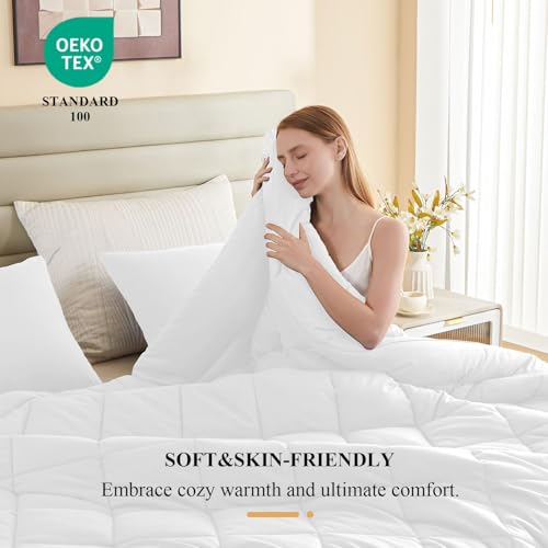 120x98 Oversized King Comforter,Super King Size Comforter Oversized, All Season Soft Lightweight Quilt Down Alternative Duvet Insert with 8 Corner Tabs(120x98, White) MIOTO