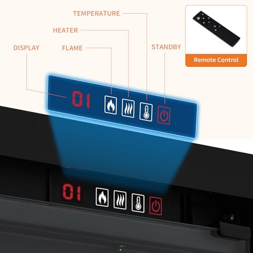 60 Inch Recessed and Wall Mounted Electric Fireplace with 12 Flame Colors, 750/1500W Heater, Remote Control, Built-in Timer, and Low Noise Operation MERXENG