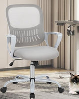 Office Chair, Mid Back Computer Ergonomic Mesh Desk with Larger Seat, Executive Height Adjustable Swivel Task with Lumbar Support and Armrests for Women Adults SMUGDESK