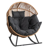 Shintenchi Wicker Egg Chair,Oversized Outdoor Indoor Rocking Chair,Large PE Rattan Rocking Chair with Cushion for Patio, Balcony, Backyard, Garden,Deep Grey Shintenchi