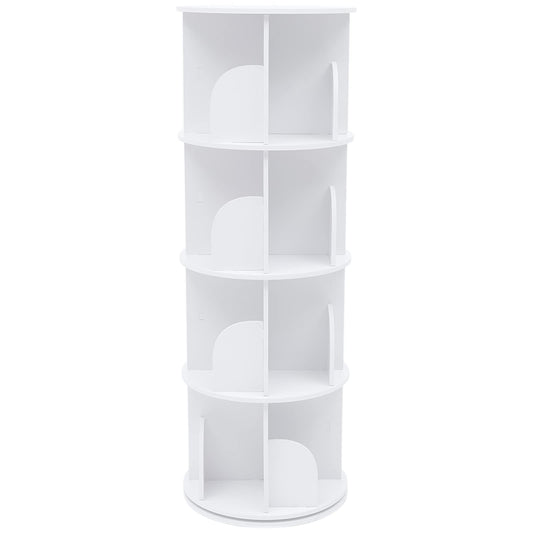 HAPPCUCOE 360° Rotating 4-Tier Bookcase - Stylish Floor Standing Organizer for Any Space - WoodArtSupply