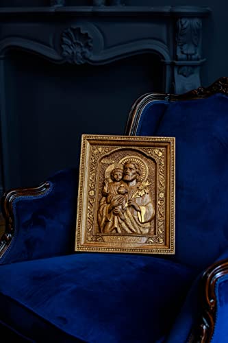 Christian Gift for Dad Saint Joseph Wooden Carved Religious Icon - Art Work from solid wood - Personalized - All sizes - Any Occasion Christian Gift Idea Kozakworkshop
