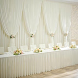 60×12ft Wrinkle Free Ivory Backdrop Curtain for Wedding Parties, 12 Panels 5×12ft Long Soft Silky Polyester Backdrop Drapes Cream Photo Back Drop Curtains for Party Photography Background Cloth NSSONBEN