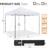 Yaheetech 12x12 Pop Up Canopy Easy Set-up Tent, Portable Outdoor Canopy Instant Tent, Commercial Gazebo with Wheeled Carry Bag & 4 Sandbags for Home, Party & Outdoor Activities, White Yaheetech