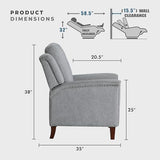 Lexicon Push Back Recliner Chair with Footrest, Reclining Sofa Armchair, Modern Chenille Fabric Recliner with Nailhead Trim for Living Room/Office/Apartment, Gray