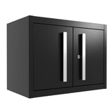 Crownwall Pro Series Fully Assembled Wall Cabinet, Garage Storage, Home Organizer Storage System (Black with Silver Handles) Crownwall