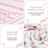 PHF 4 Piece Toddler Bedding Set, Ultra Soft Toddler Comforter Sets Include Comforter, Fitted Sheet, Flat Top Sheet and Pillowcase for Girls, Floral Bed in A Bag for Baby Bedroom, Floral PHF