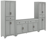 Crosley Furniture Tara 3-Piece Sideboard and Pantry Set, Distressed Gray Crosley Furniture