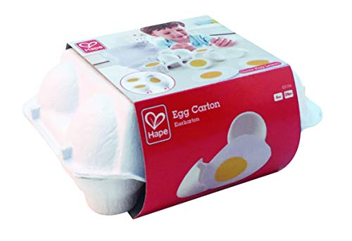 Hape Egg Carton Kitchen Toys Children Play Kitchen Game Food Toy for Kids Early Development, Learning (3Pcs Hard-Boiled Eggs & 3Pcs Fried Eggs)
