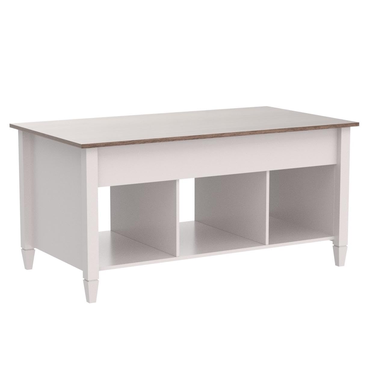 VINGLI Lift Top Coffee Table, White, with Storage Shelf/Hidden Compartment, Gas Lift Mesa De Centro para Sala Pop Up Coffee Table - WoodArtSupply