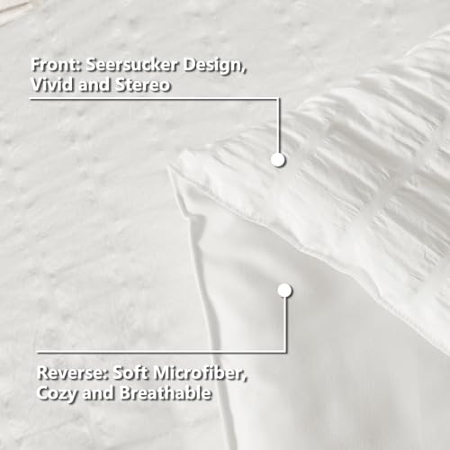 CozyLux Twin Comforter Set with Sheets 5 Pieces, White Seersucker Textured Bed in a Bag for Girls, Luxury Soft Bedding Set with Down Alternative Comforter, Sheets, Pillowcase & Sham for All Seasons CozyLux