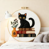 LSLFQYQSK Beginners Embroidery Kits - Cute Kitten DIY Cross Stitch Kits,Including,Stamped Flower Patterns,Hoop,Color Threads,Tools (Style C)