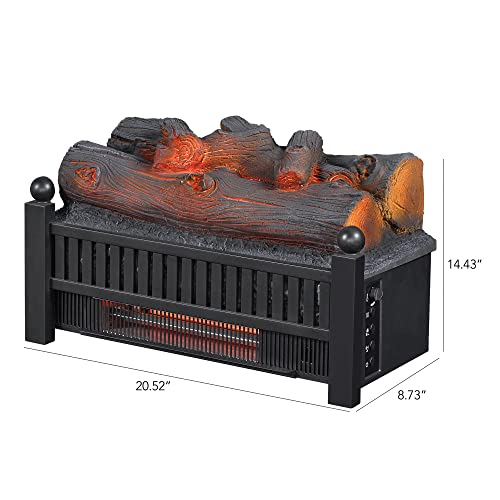 duraflame® Electric Log Set 1,000 Sq Ft Infrared Heater, Faux Logs Insert with LED Flames for Existing Fireplaces, Crackling Sounds, Remote Control Included Duraflame