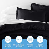 ienjoy Home Beckham Luxury Soft Brushed 1800 Series Microfiber Duvet Cover Set - Hypoallergenic, TWIN, Black Linen Market