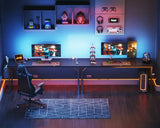 KKL Large Computer Desk with Power Outlets and USB Port Desk for Home Office Gaming Simple Modern Style Writing Desks with Storage Bag Headphone Hook, 63 inch, Black KKL