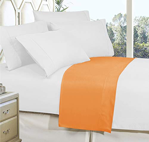 Elegant Comfort Premium Hotel Quality 1-Piece Flat Sheet, Luxury and Softest 1500 Premium Hotel Quality Microfiber Bedding Flat Sheet, Wrinkle-Free, Stain-Resistant, Queen, Orange Elegant Comfort