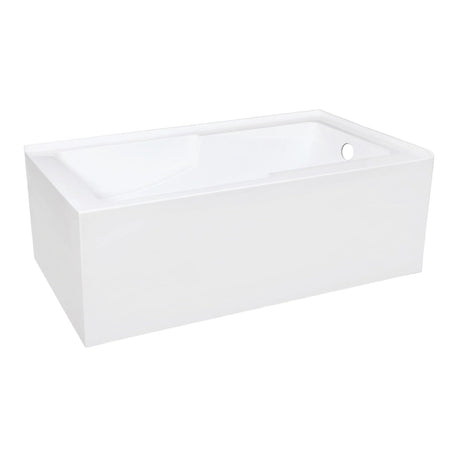 Aqua Eden VTAM6032R22S 60-Inch Acrylic 2-Wall Corner Alcove Tub with Corner Apron, Right Hand Drain Hole, White Kingston Brass
