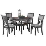 New Classic Furniture Gia 5-Piece Round Dining Set with 1 Dining Table and 4 Chairs, 47-Inch, Gray New Classic Home Furnishings