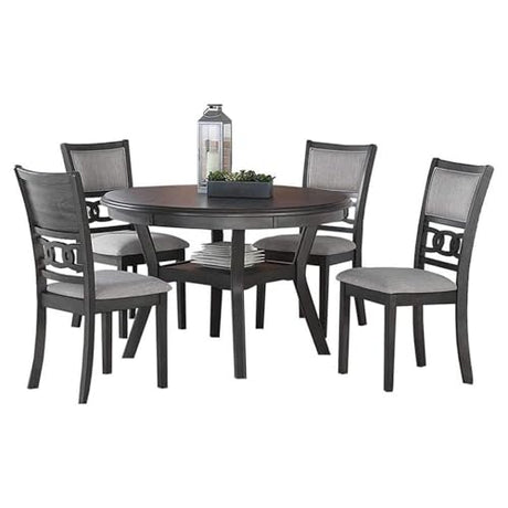 New Classic Furniture Gia 5-Piece Round Dining Set with 1 Dining Table and 4 Chairs, 47-Inch, Gray New Classic Home Furnishings