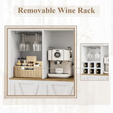 HOSTACK Kitchen Pantry Storage Cabinet, 71" Tall Food Pantry Cabinet with Microwave Stand, Farmhouse Kitchen Hutch Cabinet, Coffee Bar Hutch with Wine Rack for Dining Room, Living Room, White HOSTACK