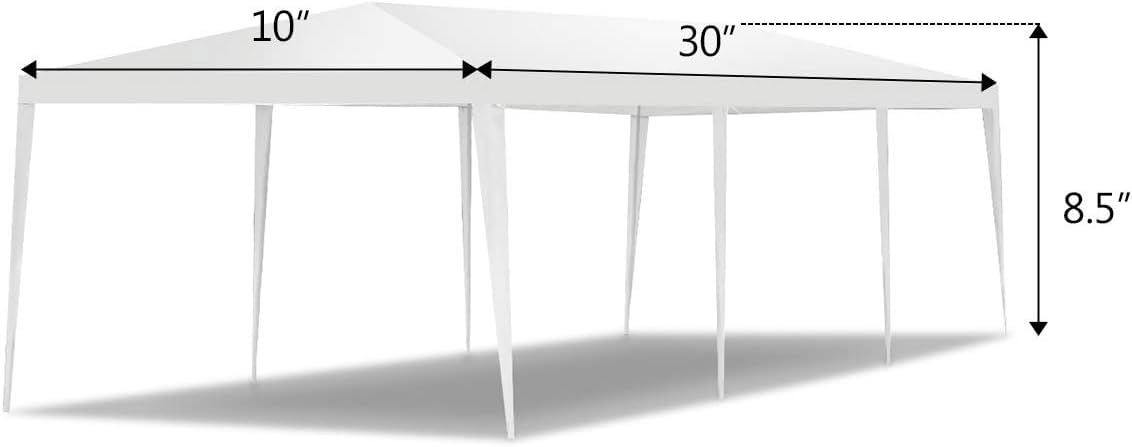 Tangkula 10x30 Ft Canopy Tent, Heavy Duty Party Tent with 5 Removable Sidewalls, Wind Ropes, Ground Stakes, Outdoor White Wedding Tents for Parties, Events, Backyard Tangkula