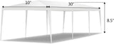 Tangkula 10x30 Ft Canopy Tent, Heavy Duty Party Tent with 5 Removable Sidewalls, Wind Ropes, Ground Stakes, Outdoor White Wedding Tents for Parties, Events, Backyard Tangkula