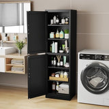 pozdeg 67" Metal Storage Cabinet with Lock, Tall Narrow Office File Cabinets with 2 Doors & 4 Adjustable Shelves, Metal Steel Locker for Home, School, Office, Garage or Gym (Black) pozdeg