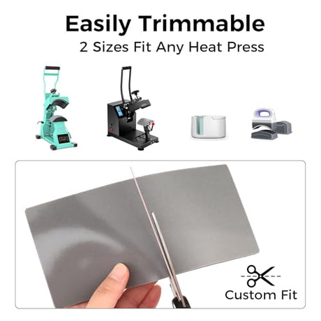 Lconvicely Hat Press Accessories – 4 Pcs Silicone Heat Press Pad, 2 Sizes (7.87"x3.35"+6.50"x2.60"), Heat Resistant to 428°F, High-Density, Cuttable, for DIY, Small Business & Home Use（Pad Only） Lconvicely
