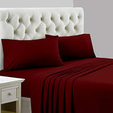 Ready To Rest Super Single Waterbed Sheets, 4 Piece Attached Sheet Set, Fits 18 Inch Deep Mattress, Brushed Microfiber, Ultra Soft and Lightweight (Burgundy) Ready To Rest