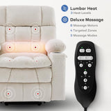 Tami Tami Dual Motor Power Lift Chair Recliner for Elderly with Massage and Heat, Infinite Position Electric Lift Recliner with Adjustable Headrest, USB (T6015 - Plush Fabric, Cream White, Medium)