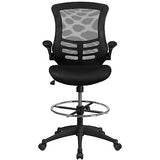 Flash Furniture Kelista Mid-Back Swivel Office Chair with Adjustable Seat Height, Ergonomic Mesh Desk Chair with Flip-Up Armrests, Black Flash Furniture