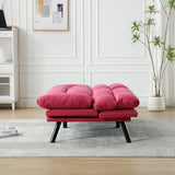 WDYLWFHW Convertible Futon Sofa Bed, Linen Folding Loveseat Couch with Adjustable Backrest and Wooden Legs,Double Sleeper Sofa Couches for Small Spaces Living Rooms Apartment Office (Rose Red) WDYLWFHW