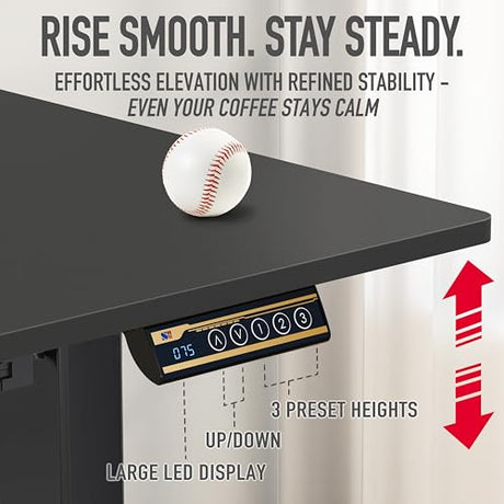 SHW 55 x 28 Inches Electric Height Adjustable Standing Desk with Drawer and Memory Preset, Black SHW