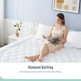 HOMTEC King Mattress Pad Cotton Mattress Pad Cover Quilted Mattress Cover 18-22" Deep Pocket Mattress Protector King Size Thin Down Alternative Filling Noiseless & Breathable HOMTEC