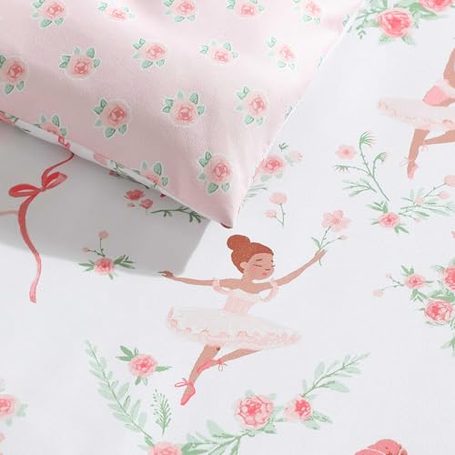 Laura Ashley - Kids Comforter Set, 100% Super Soft Toddler Bedding with Matching Sham & Bonus Decorative Pillow, Ideal Girl Room Essentials (Ballerina Divas Pink, Twin) Laura Ashley