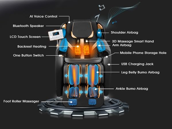 Artist hand Massage Chair Full Body - SL Track Zero Gravity Recliner with 12 Modes, Bluetooth, Body Scan, Foot Roller, Airbags Massage, AI Voice Control Artist hand
