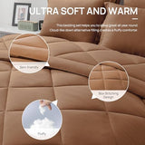 Love's cabin Full Comforter Set Mocha Mousse, 7 Pieces Full Bed in a Bag, All Season Bedding Sets with 1 Comforter, 1 Flat Sheet, 1 Fitted Sheet, 2 Pillowcase and 2 Pillow Sham Love's cabin