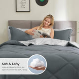 Joiedomi King Size Comforter Set with Sheets Dark Grey, 7 Pieces King Bedding Set with 1 Down Alternative Comforter, 1 Flat Sheet, 1 Fitted Sheet, 2 Pillowcases and 2 Pillow Shams, Bed in a Bag Joiedomi