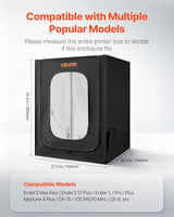 VEVOR 3D Printer Enclosure, Dustproof Waterproof Large Oxford Cloth 3D Printer Tent, Constant Temperature Protective Case with LED Lighting, Compatible with Creality/ELEGOO/Anycubic Popular Models VEVOR