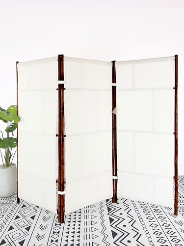 ZEW Bamboo 3 Panel Room Divider Privacy Screen, Freestanding 6 Feet Tall Decorative Room Separator, Espresso ZEW