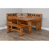 Pemberly Row Farmhouse Wood Kitchen Corner Breakfast Dining Nook Set with Hidden Storage in Rustic Oak Pemberly Row
