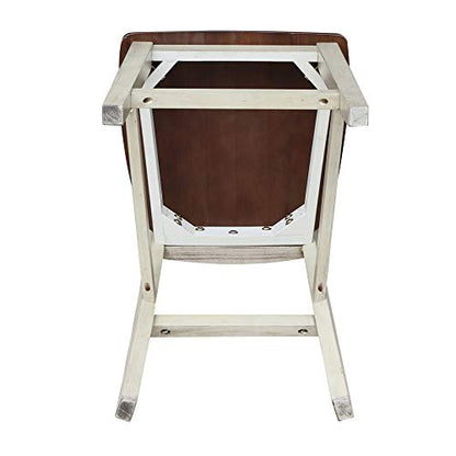 International Concepts San Remo Stool Barstool, Antiqued Almond/Espresso - WoodArtSupply