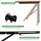 RêveLife 31.5 Inch Wall Mounted Folding Table Solid Pine Wood Floating Desk Industrial Rustic Workbench Heavy Duty Drop-Leaf Table Computer Bar Dining Table for Laundry Room Small Space Office, Brown RêveLife