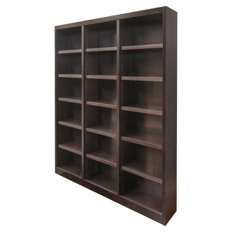 Home Square 84" Triple Wide Wood Bookcase in Chocolate - Set of 2 Home Square