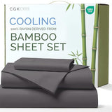 100% Rayon Derived From Bamboo - Bamboo Sheets Twin Size - Cooling Sheets for Twin - Soft, Breathable & Hotel Luxury Bedding - 1 Flat & 1 Fitted & 1 Pillowcase with 16 Inch Deep Pockets - Dark Grey CGK Unlimited