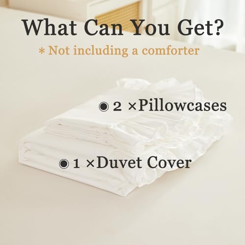 ZSYAYAHA Twin Size Kids Duvet Covet Set White Ruffle Comforter Cover for Girls Teens 3 Pieces Fluffy Farmhouse Bedding Cover Set with Ruffled Layer for All Seasons(White, Twin) ZSYAYAHA