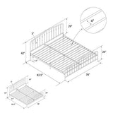 Novogratz Bushwick Modern Metal Bed, Slightly Triangular Headboard and Footboard with Inset Spindles, Adjustable Base Height for Underbed Storage, Requires No Box Spring, King Size - Black Novogratz