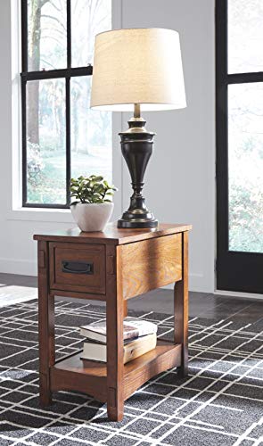 Signature Design by Ashley Breegin New Traditional Wooden Chair Side End Table with 1 Drawer and 1 Fixed Shelf, Brown Signature Design by Ashley